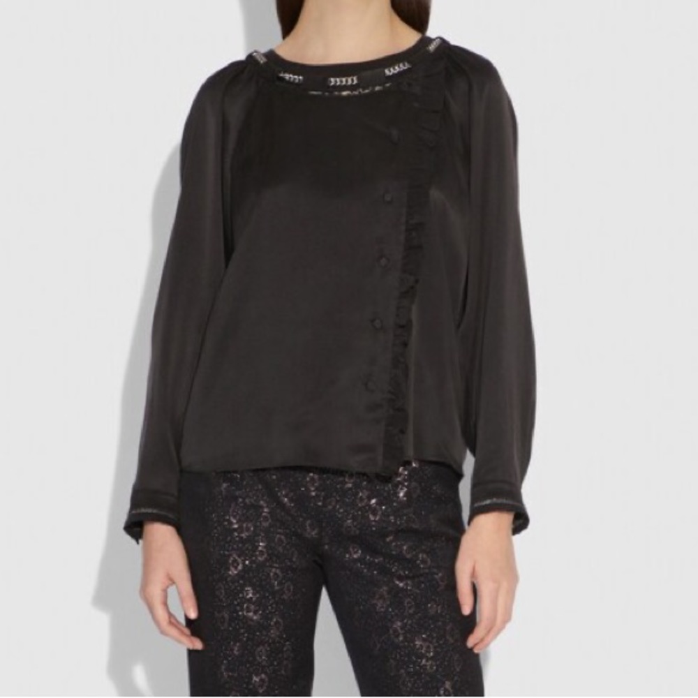 New Coach Ruffle silk blouse size 4